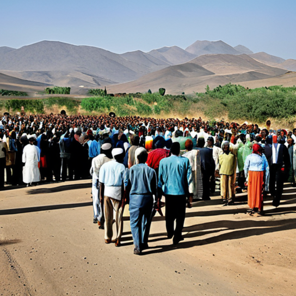 **
"Political challenges in Eritrea. A complex web of interconnected threads representing political parties, human rights concerns, regional instability, and international relations. Depict a sense of tension and uncertainty. Safe for work, appropriate content, fully clothed, professional, well-defined."
**