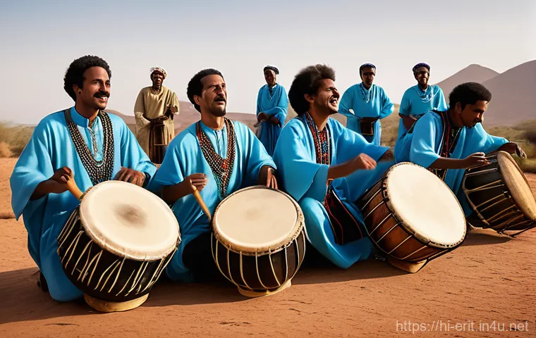 에리트레아 전통 악기 - A close-up portrait of an elderly Eritrean musician, with wise, kind eyes, gently playing a Masenko ... 에리트레아 전통 악기 - A close-up portrait of an elderly Eritrean musician, with wise, kind eyes, gently playing a Masenko ...